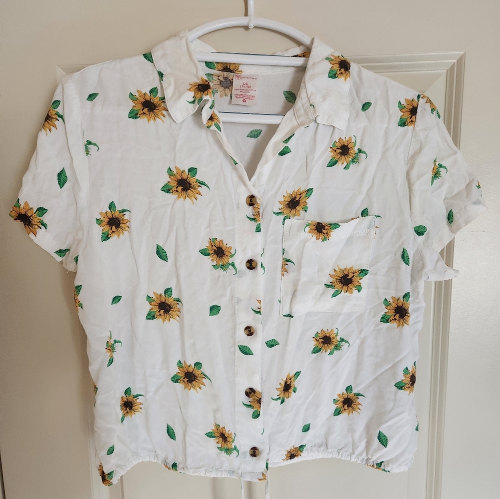 Sunflower Button Up Top